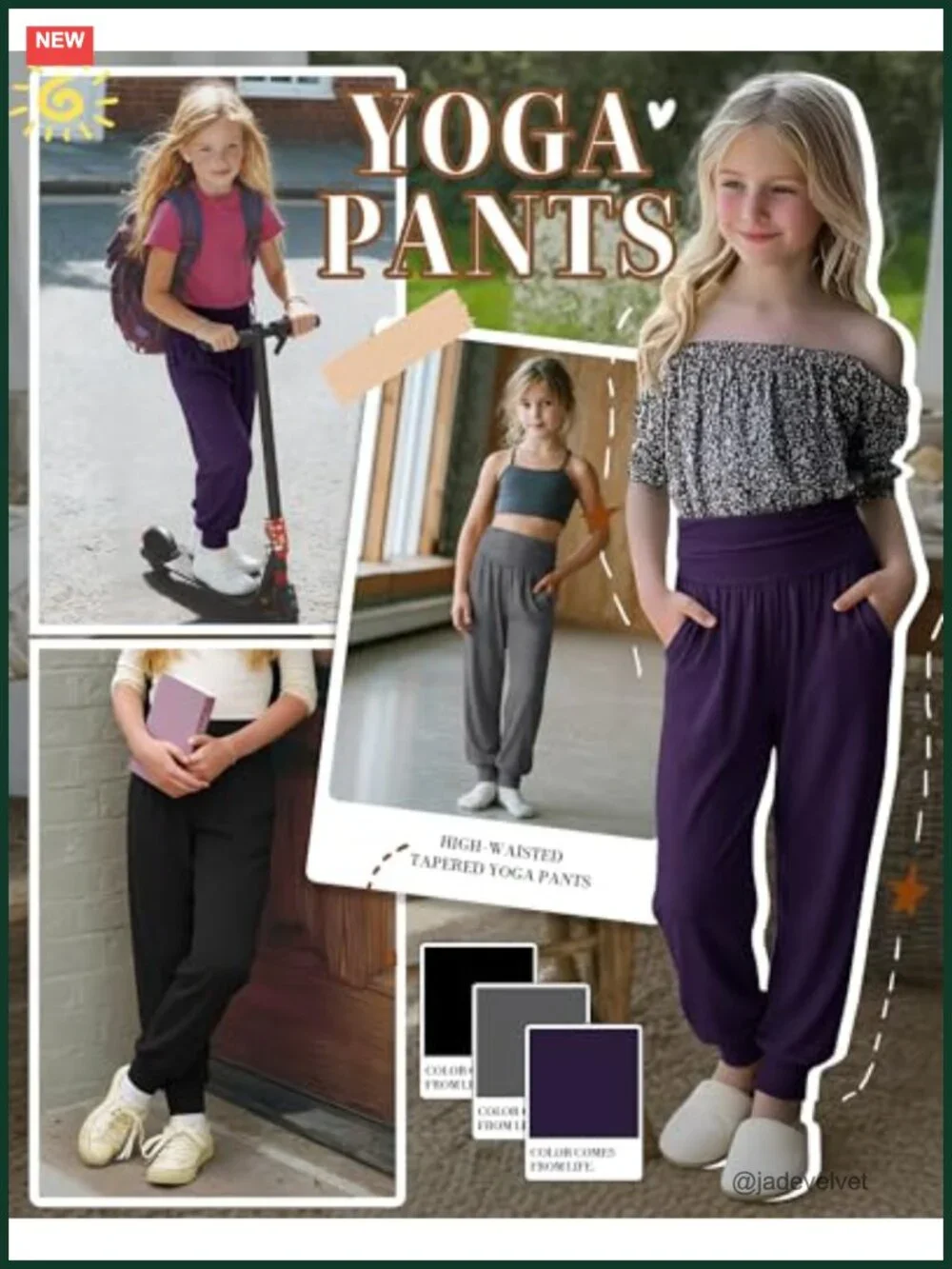 3 Pack Girls School Uniform Sweatpants Joggers with Pockets